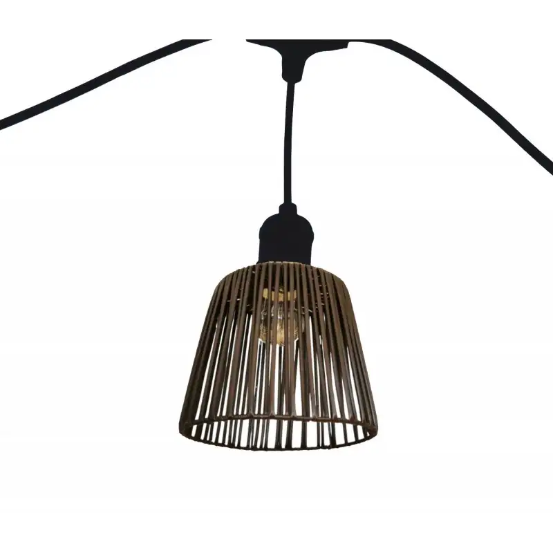 Abat-jour "Patio" en rotin PVC marron pour guirlande guinguette