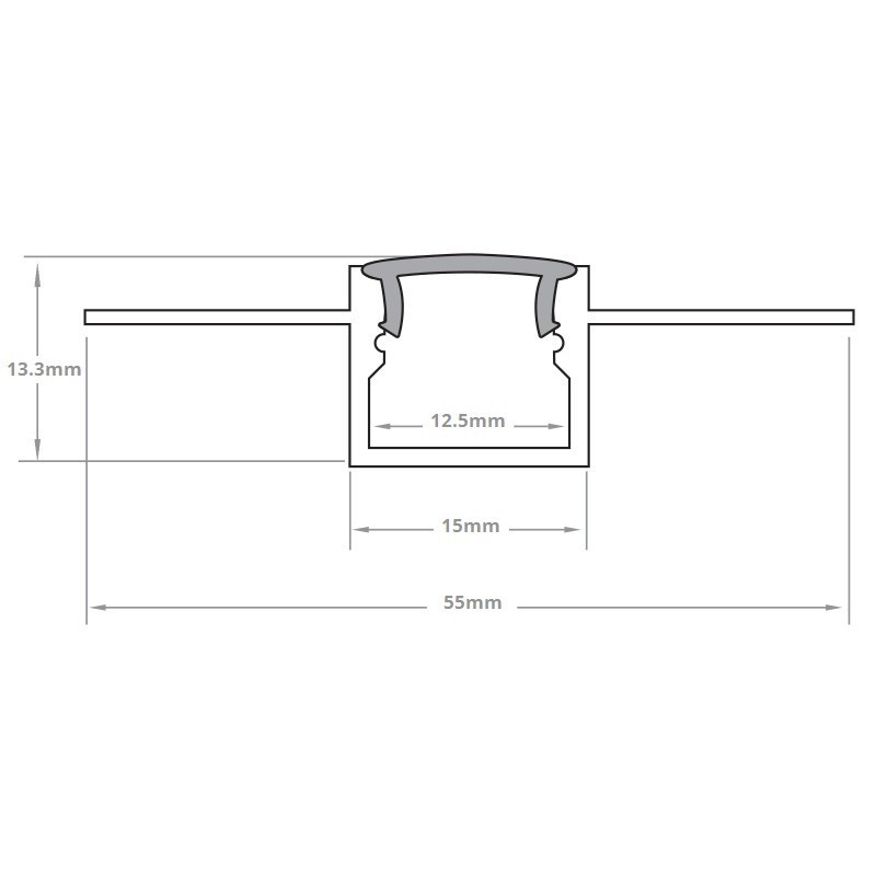 Profilé LED aluminium encastrable à plâtrer - E25 - Diffuseur givré