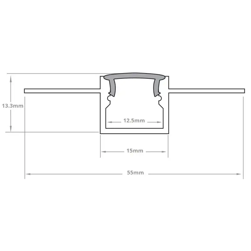 Profilé LED aluminium encastrable à plâtrer - E25 - Diffuseur givré