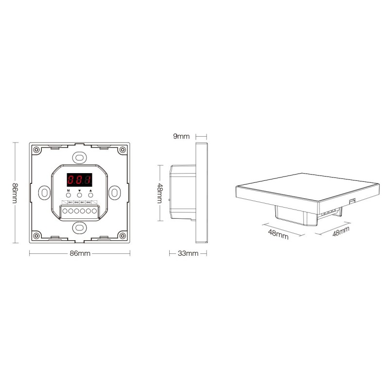 Télécommande murale DALI dimmer 4 zones - MiBoxer DP1S