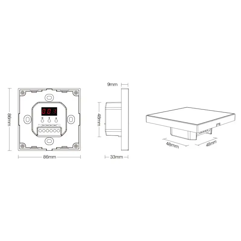 Télécommande murale DALI RGB+CCT 4 zones - MiBoxer DP3S