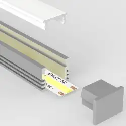 Profilé en applique rectangulaire aluminium pour ruban LED