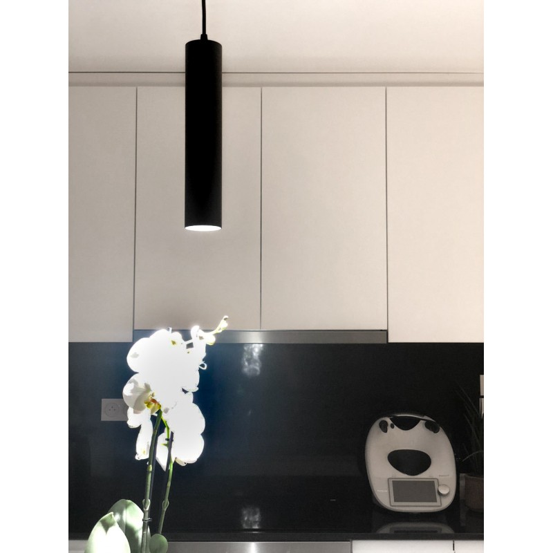 Luminaire suspendu GU10 115cm - noir sablé