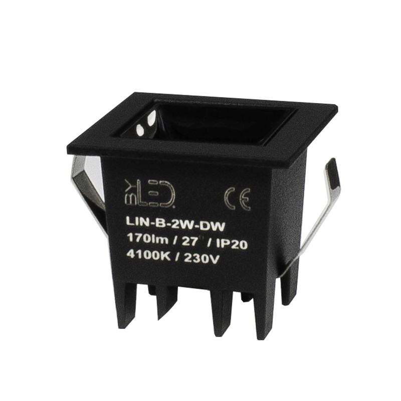 Spot LED encastrable linéaire Noir 2W - Linea