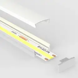 Profilé aluminium blanc en applique pour ruban LED