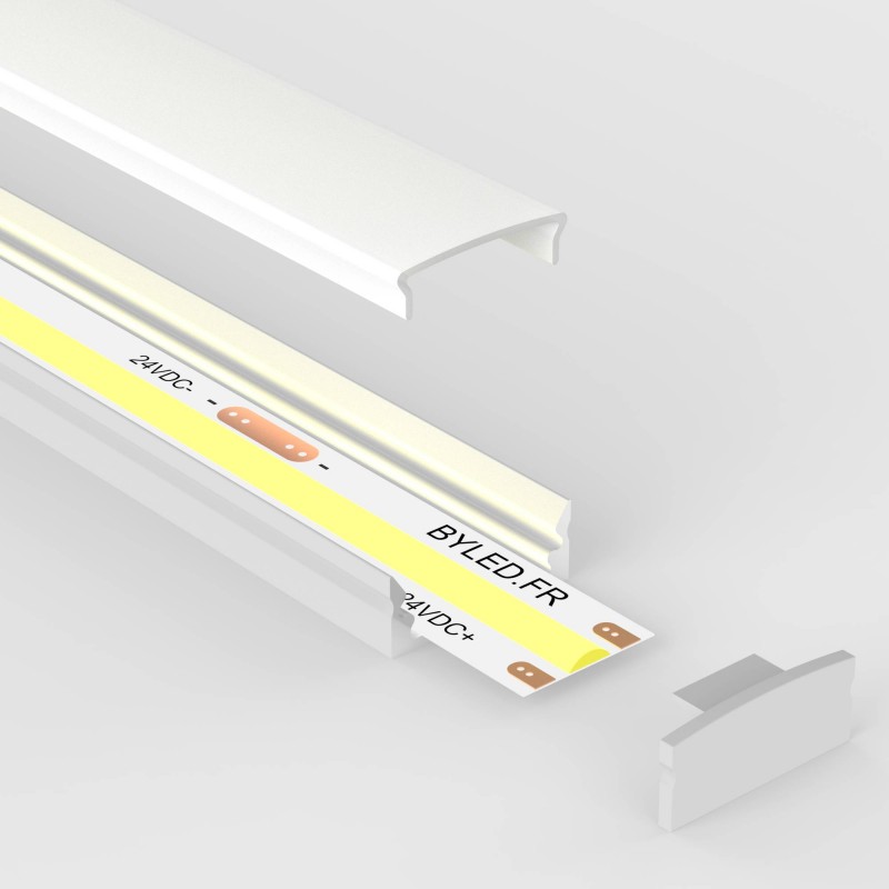 Profilé aluminium blanc en applique pour ruban LED