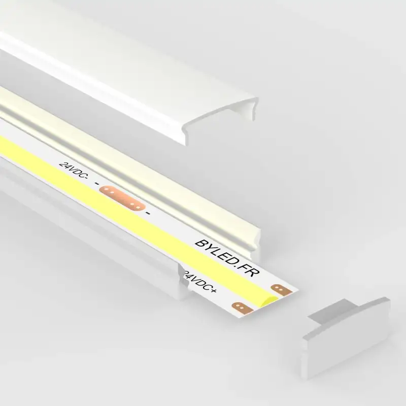 Profilé aluminium blanc en applique pour ruban LED