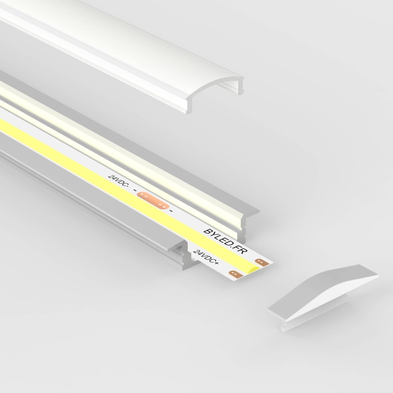 Profilé aluminium blanc encastrable pour ruban LED