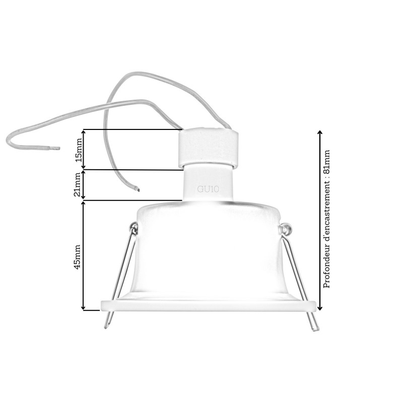 Spot encastrable IP20 pour LED GU10 - DEEEP carré - Noir mat