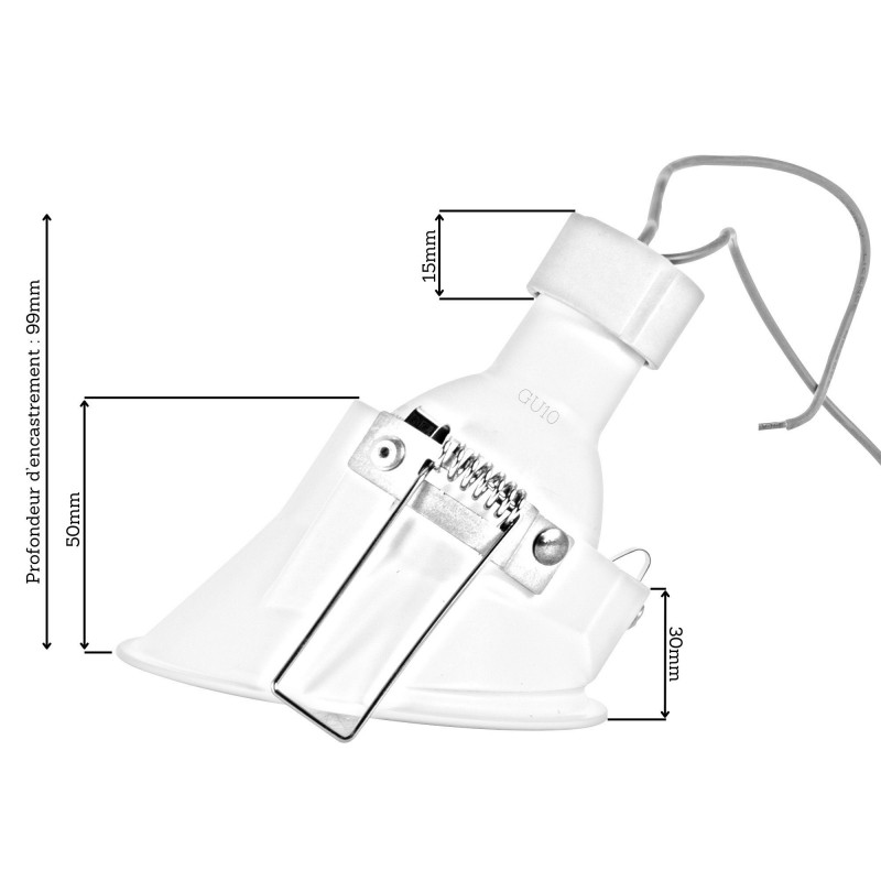 Spot encastrable anti-éblouissement asymétrique IP20 -  GU10 - Blanc - Atlas