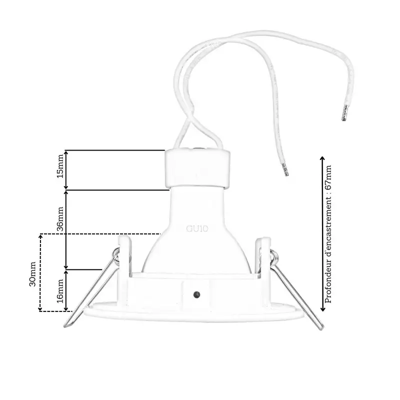 Spot encastrable IP65 pour LED GU10 – rond – blanc