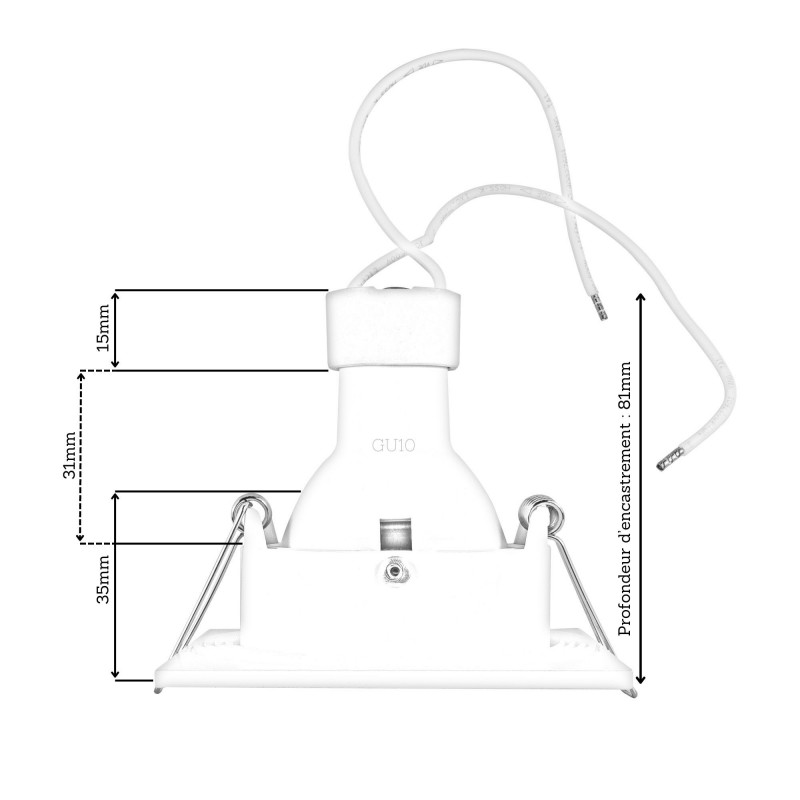 Spot encastrable IP65 – BBC – pour LED GU10 – carré – blanc