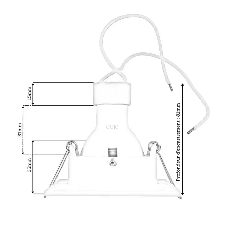 Spot encastrable IP65 – BBC – pour LED GU10 – carré – blanc