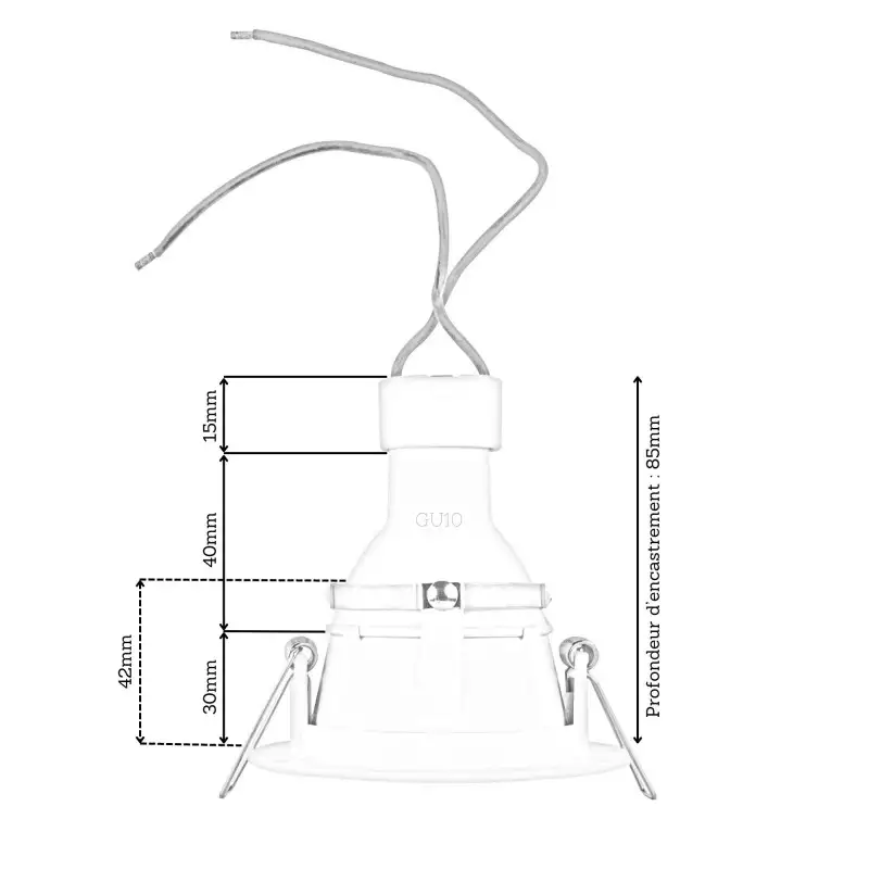 Spot encastrable anti-éblouissement blanc mat IP20 pour LED GU10 – DEEEN