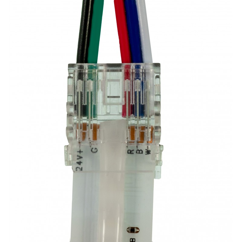 Jonction câblée pour ruban LED COB RGBW 12 mm Clipx + câble 15 cm + Clipx