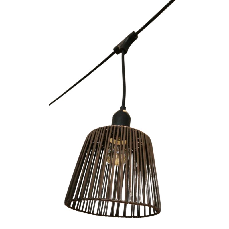 Abat-jour "Patio" en rotin PVC marron pour guirlande guinguette