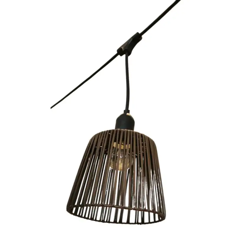 Abat-jour "Patio" en rotin PVC marron pour guirlande guinguette