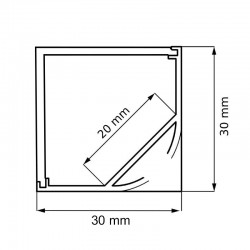 Profilé aluminium d'angle pour double ruban LED avec diffuseur carré - A44 - CRAFT