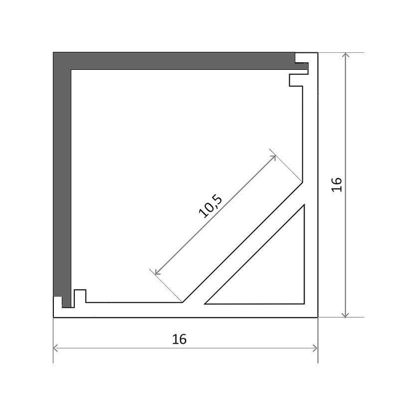 Profilé aluminium d'angle pour ruban LED avec diffuseur carré - A01 - CRAFT