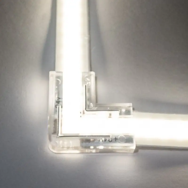 Jonction invisible en L pour ruban LED mono IP20 sans soudure "Clipx"