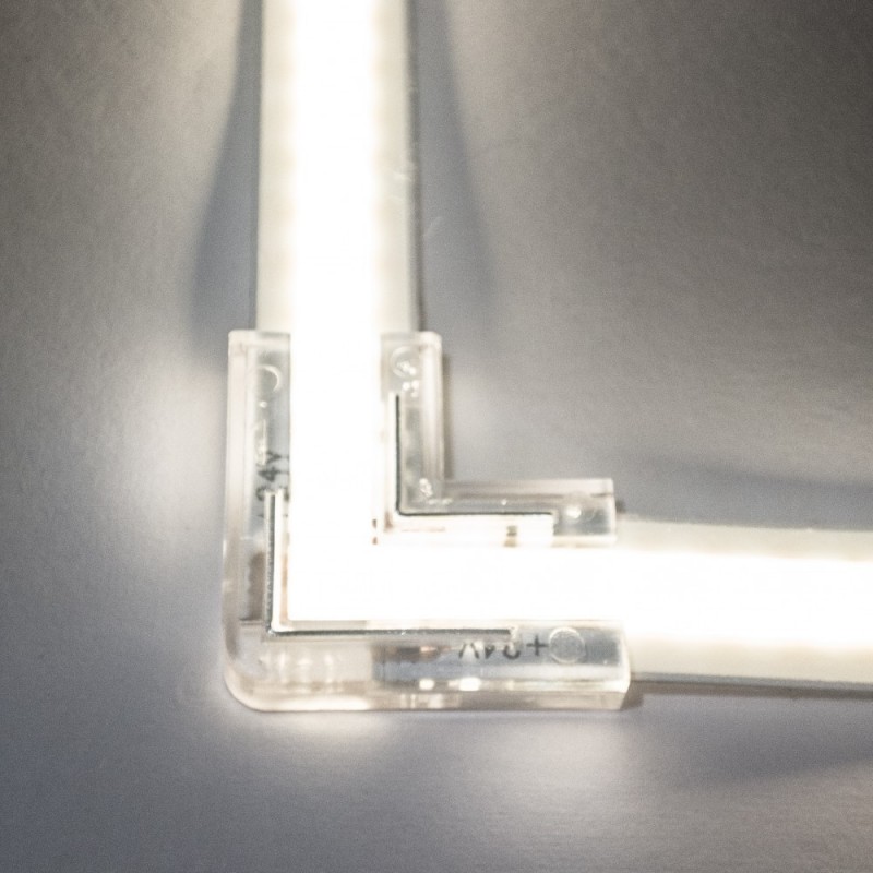 Jonction invisible en L pour ruban LED mono IP20 sans soudure "Clipx"
