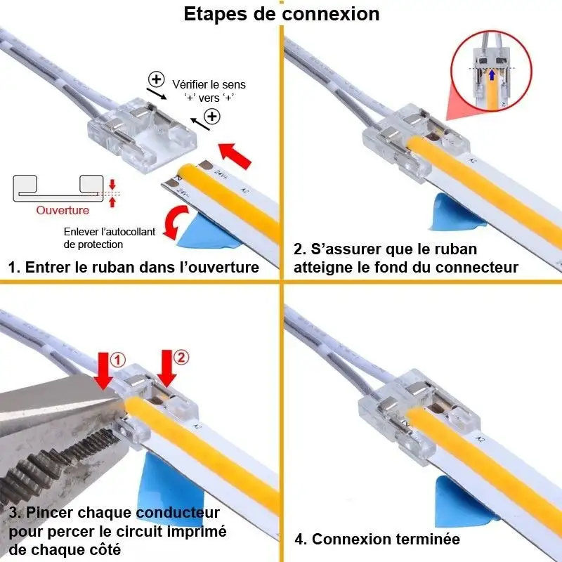 Connecteur d’alimentation pour ruban LED mono IP20 5mm sans soudure "Clipx"