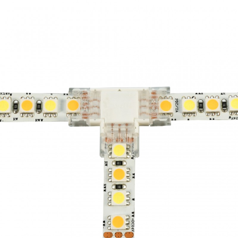 Jonction en T pour ruban LED CCT IP20 10mm sans soudure "Click"