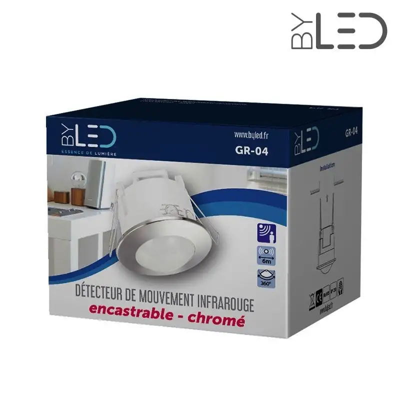 Détecteur de mouvement infrarouge encastrable blanc - Groom GR-03
