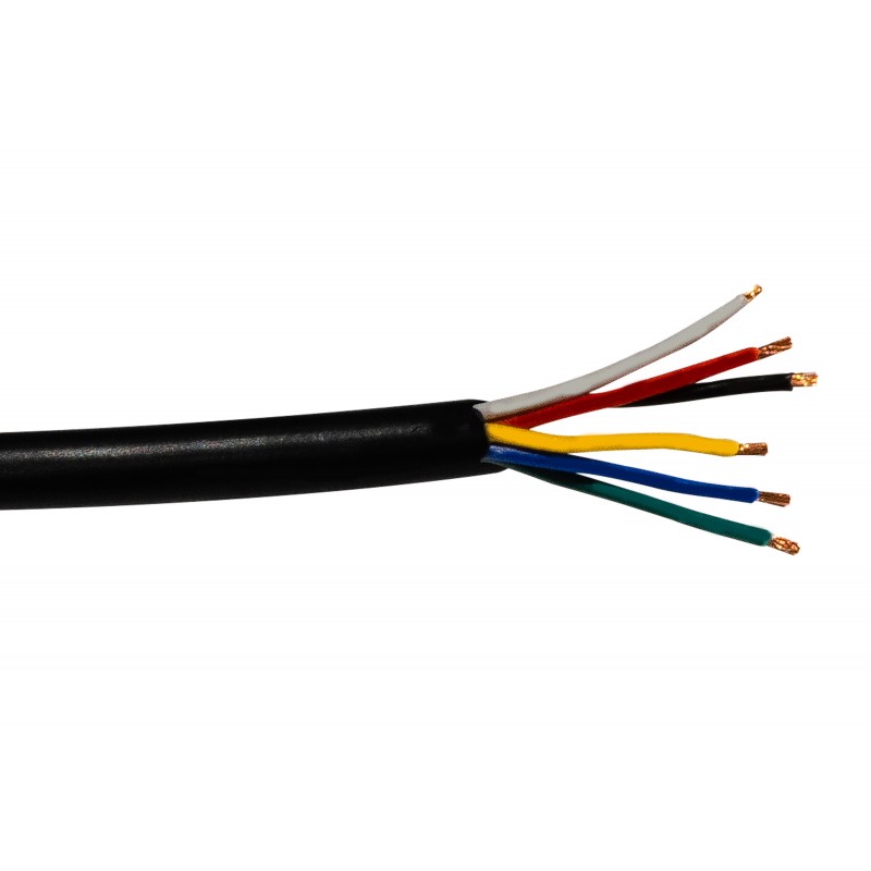 Câble gainé noir RGBCCT 0,52mm² (au mètre)