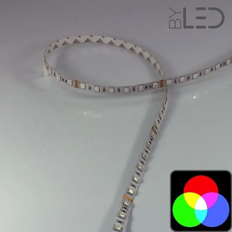Ruban LED RGB multicolore - 14,4W/m - IP20 - 60 LED/m - 5050 - 24V