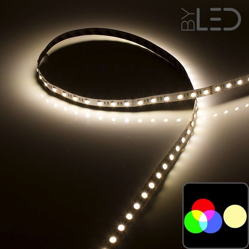 Ruban LED à la coupe RGB & Blanc chaud - 19,2W/m - IP20 - 60 LED/m - 5050 - 24V