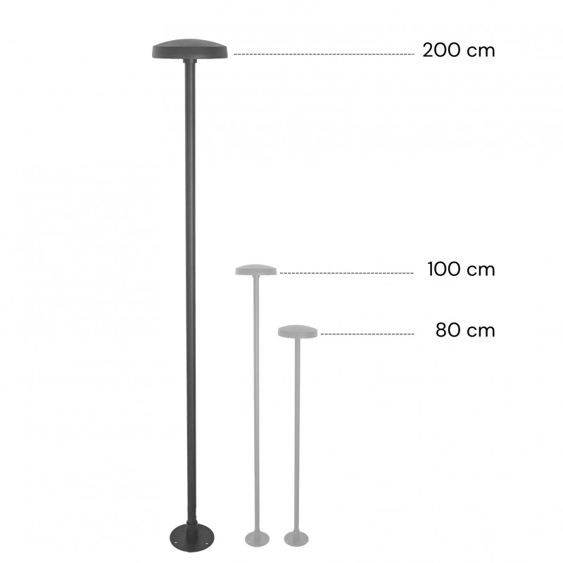 Borne LED extra fine d'extérieur à tête bombée - 23W - 200 cm - anthracite - Haalö