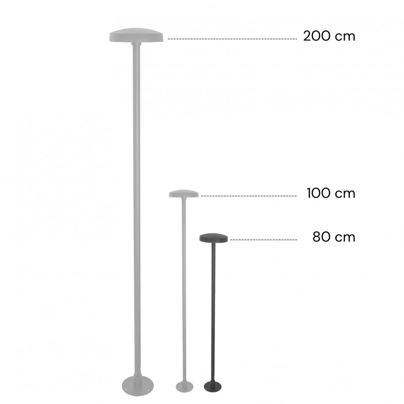 Borne LED extra fine d'extérieur à tête bombée - 7W - 80 cm - anthracite - Haalö