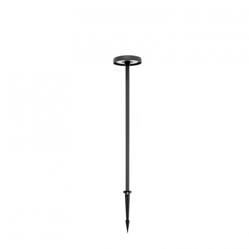 Luminaire de jardin à piquer 80cm, NOIR, tête bombée et effet lumineux blanc chaud 3000K 230V IP65