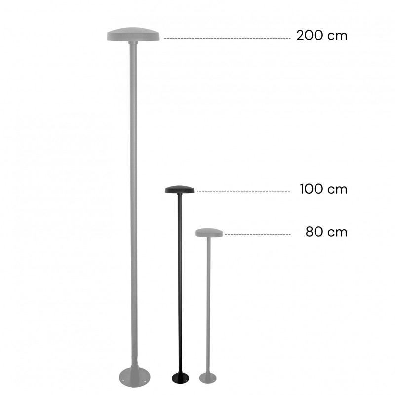 Borne LED extra fine d'extérieur à tête bombée - 7W - 100 cm - noir - Haalö