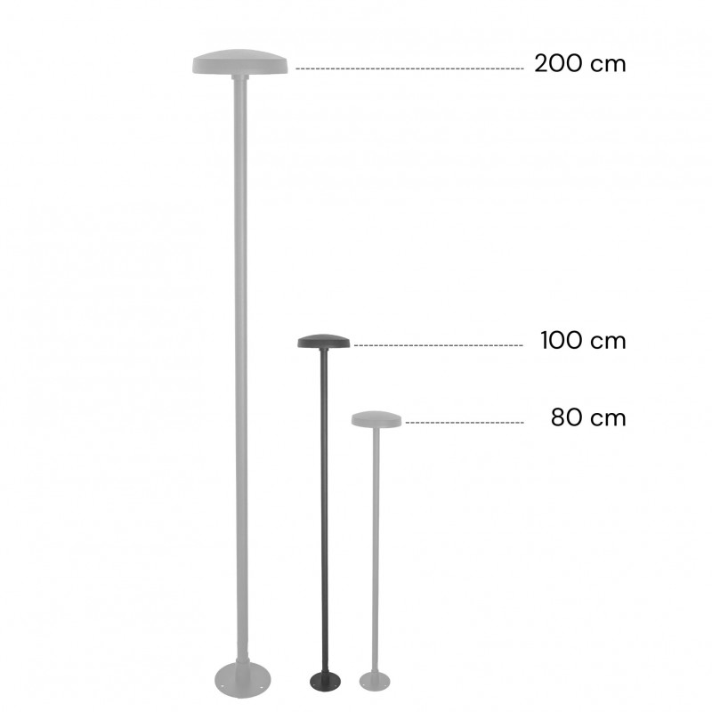 Borne LED extra fine d'extérieur à tête bombée - 7W - 100 cm - anthracite - Haalö