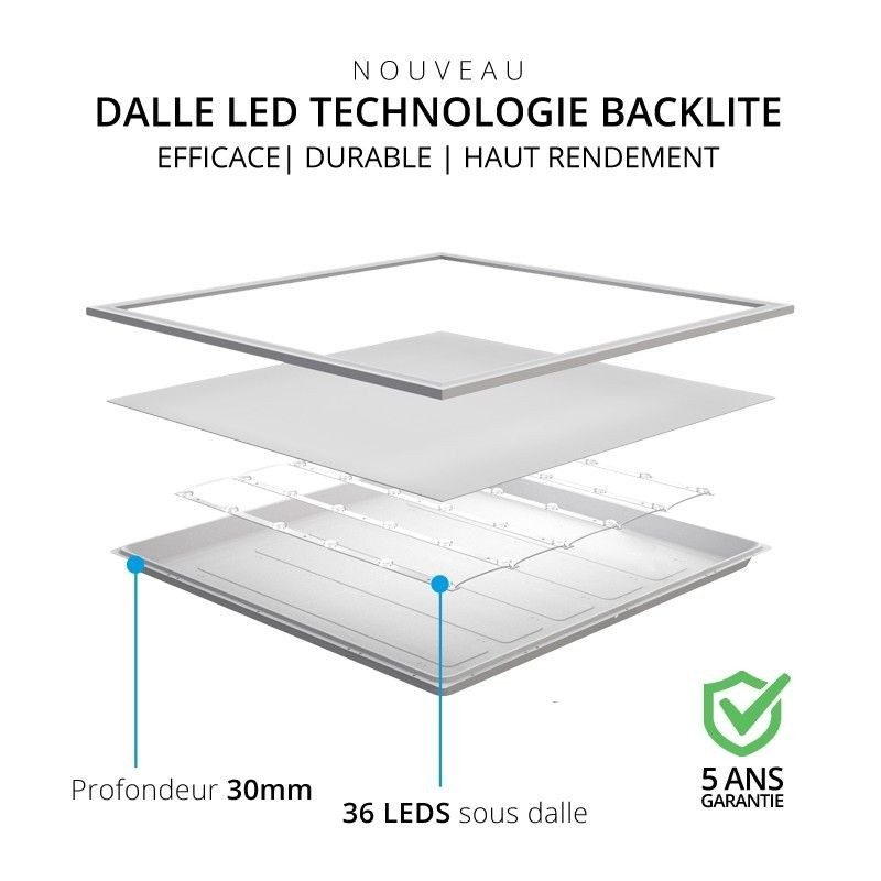 Dalle LED - 60x60cm - 40W - Blanc jour
