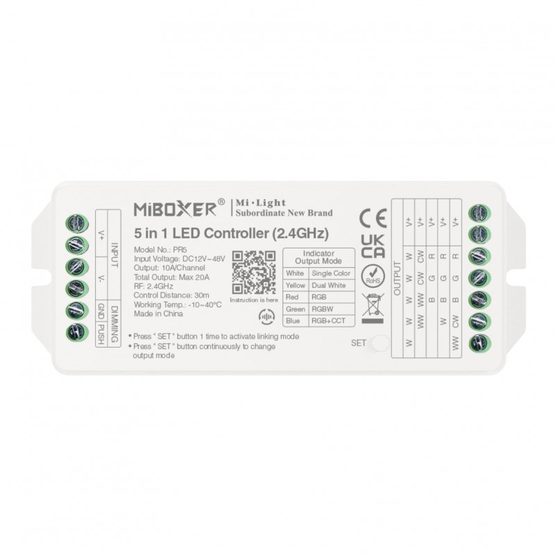 Contrôleur  5 en 1 - 20A - 2.4GHz - MiBoxer PR5