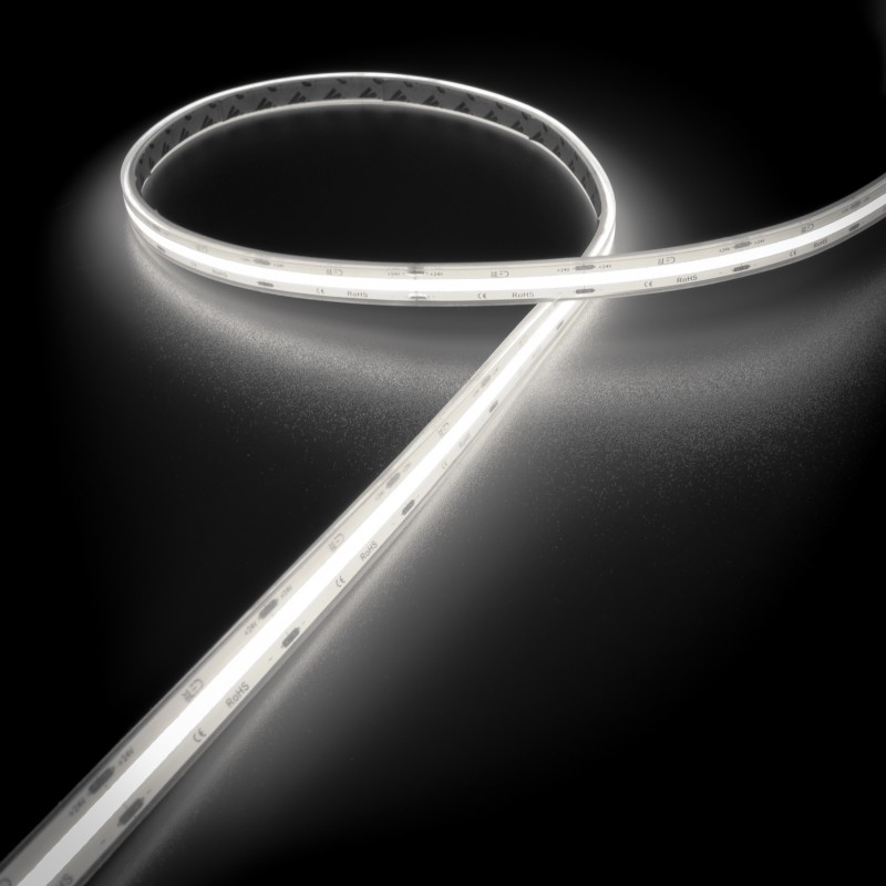 Ruban LED COB Haute luminosité (130 lm/W) - 8W/m - IP68 - Blanc-  320 LED/m - à la coupe - 24V