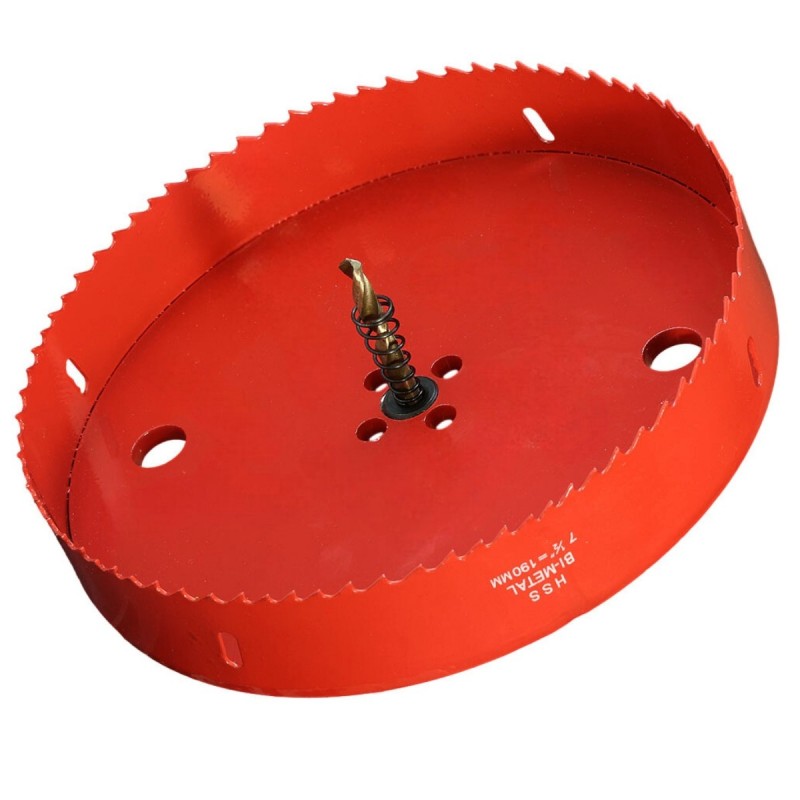 Scie cloche 190mm HSS Bi-métal M42 à ressort d'évacuation / Trépan 190mm de qualité professionnelle