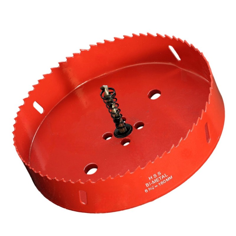 Scie cloche 160mm HSS Bi-métal M42 à ressort d'évacuation / Trépan 160mm de qualité professionnelle