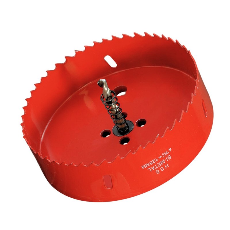 Scie cloche 125mm HSS Bi-métal M42 à ressort d'évacuation / Trépan 125mm de qualité professionnelle