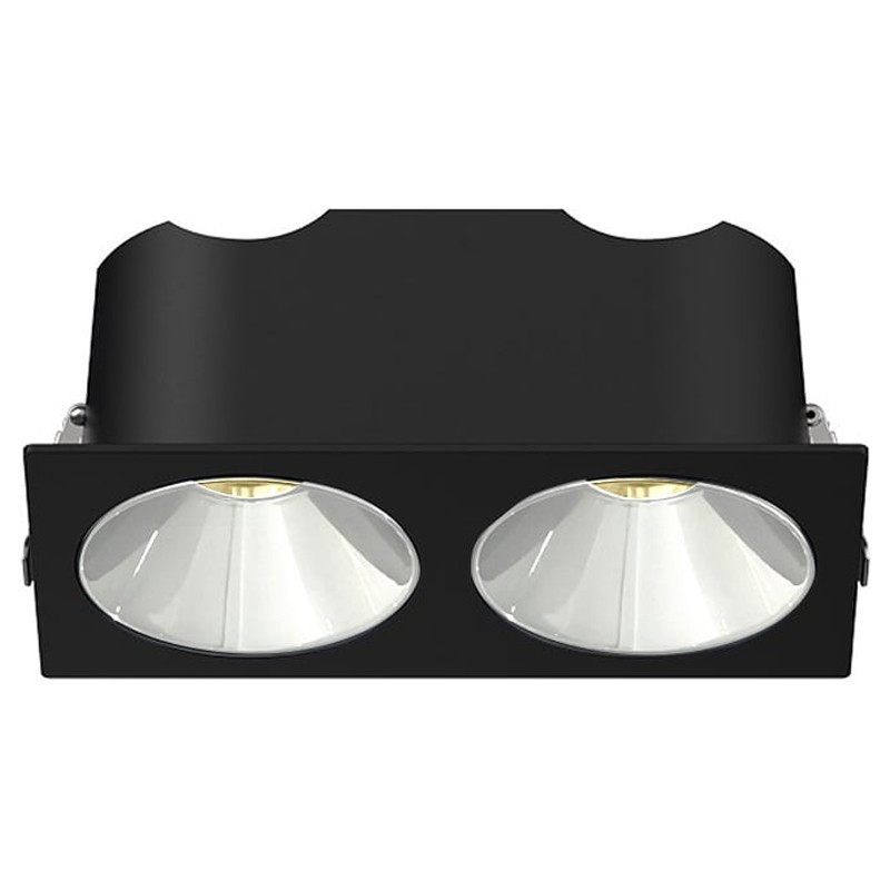 Spot LED encastré double carré noir 20W, couleurs au choix - Miror