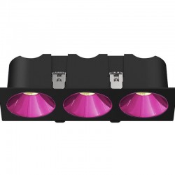 RV - Spot LED encastré triple carré noir 30W, couleurs au choix - Miror