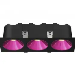 RV - Spot LED encastré triple carré noir 30W, couleurs au choix - Miror