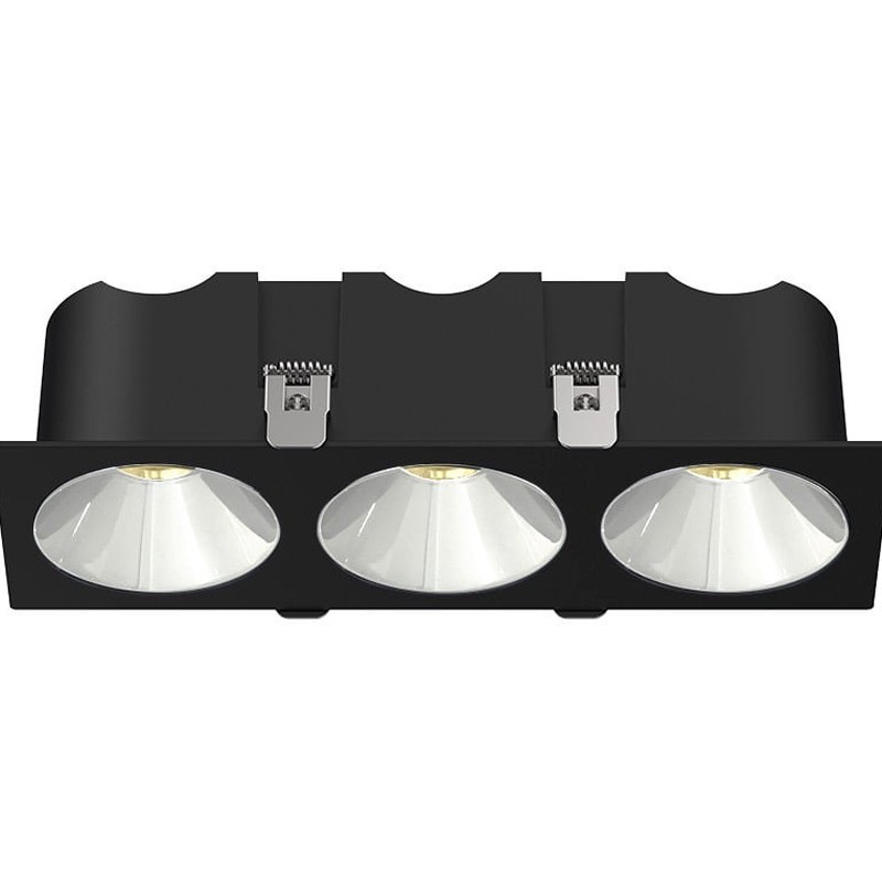 RV - Spot LED encastré triple carré noir 30W, couleurs au choix - Miror