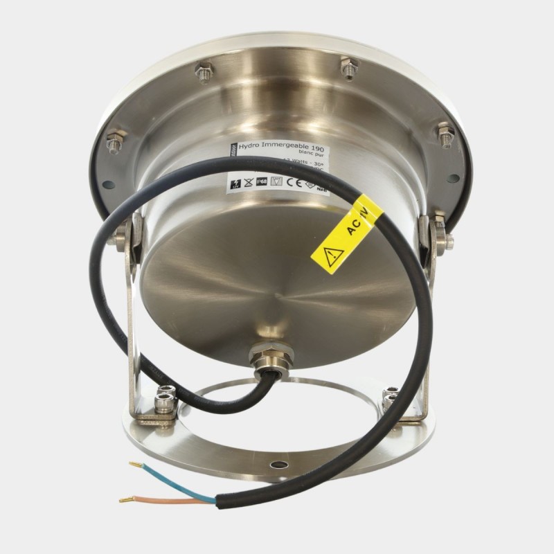 Spot LED encastré de sol immergeable inox 12W - 12V - Hydro 190mm