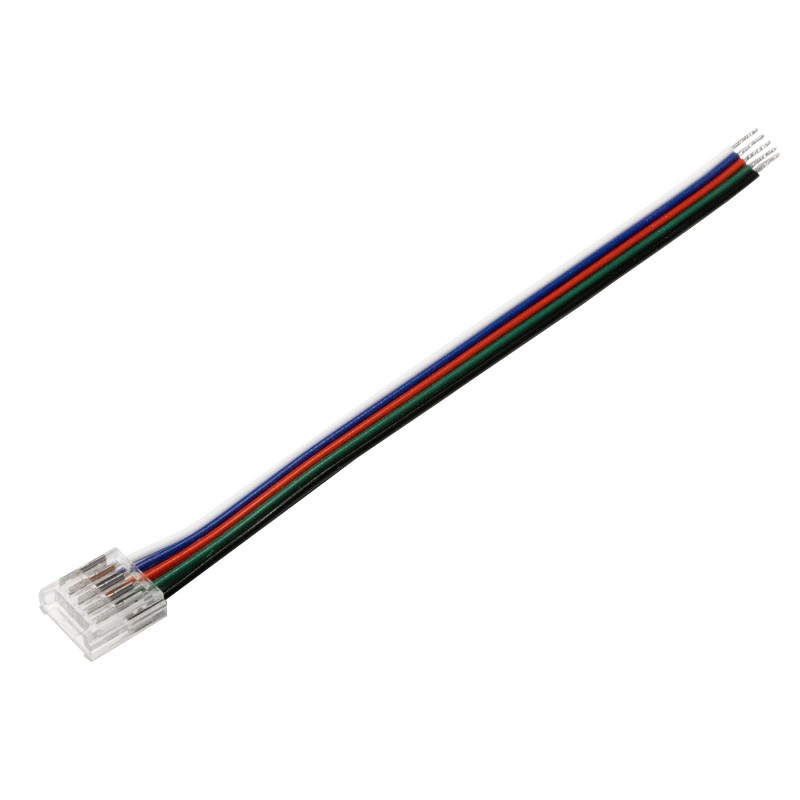 Connecteur ruban LED RGB+W 12 mm câble 15 cm + click
