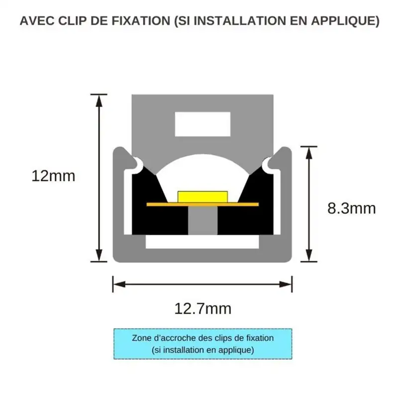 Tube néon flex avec ruban LED 180 LED/m 10W 24V direct à la coupe tous les 3,3 cm