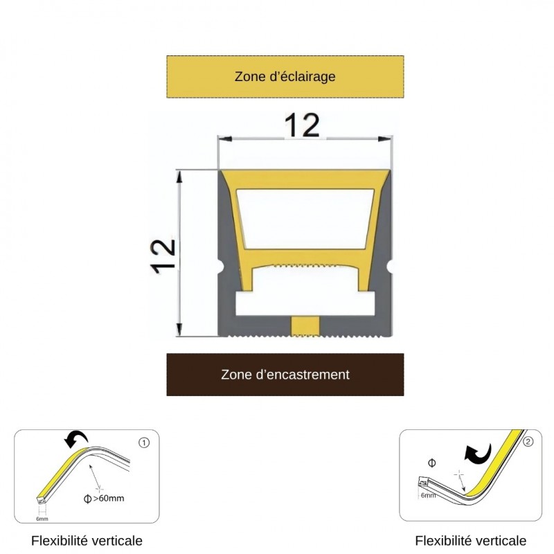 Tube néon flex pour ruban LED – Direct – D1212